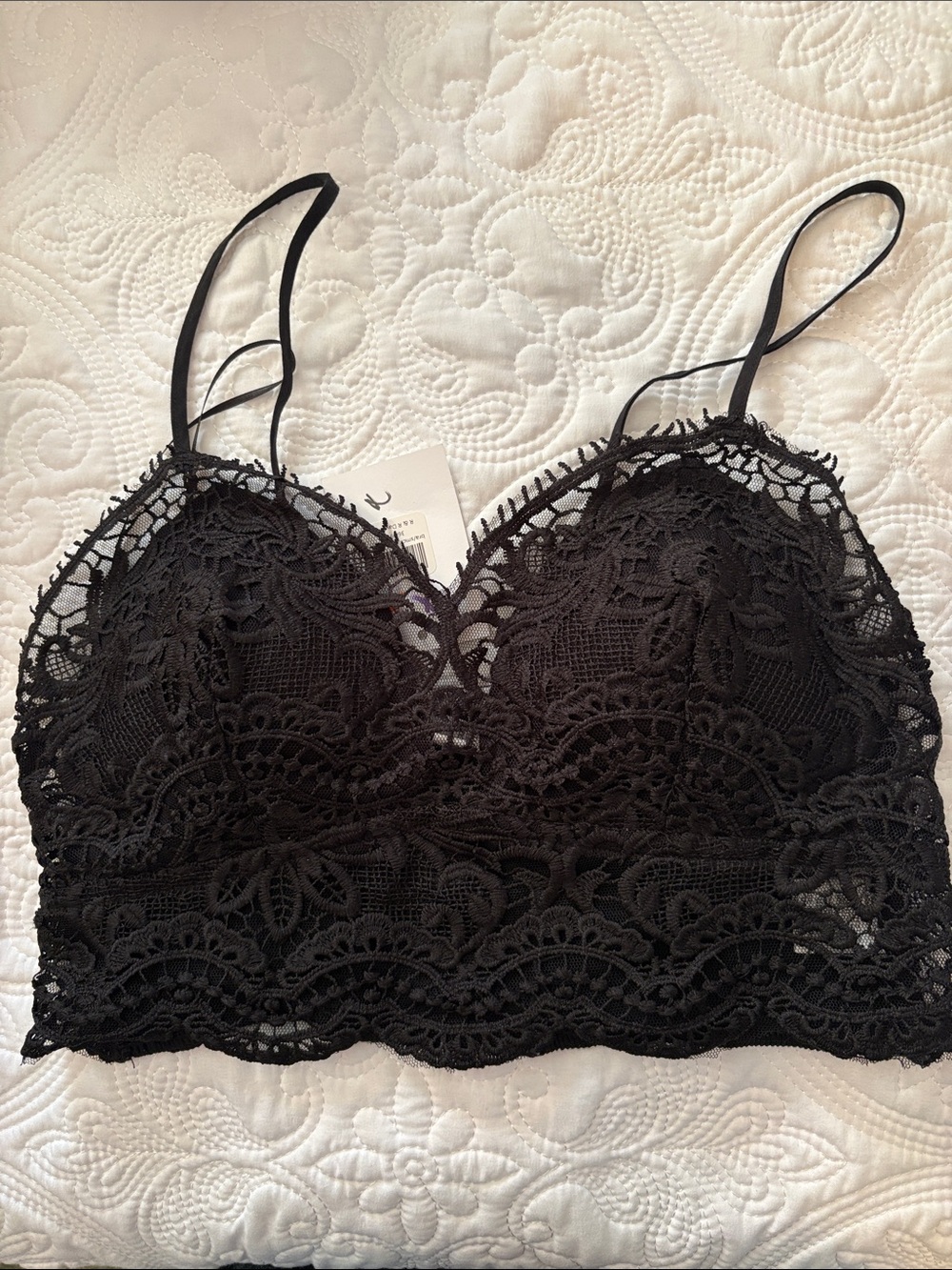 Love Tree Black Crochet Lace Bralette